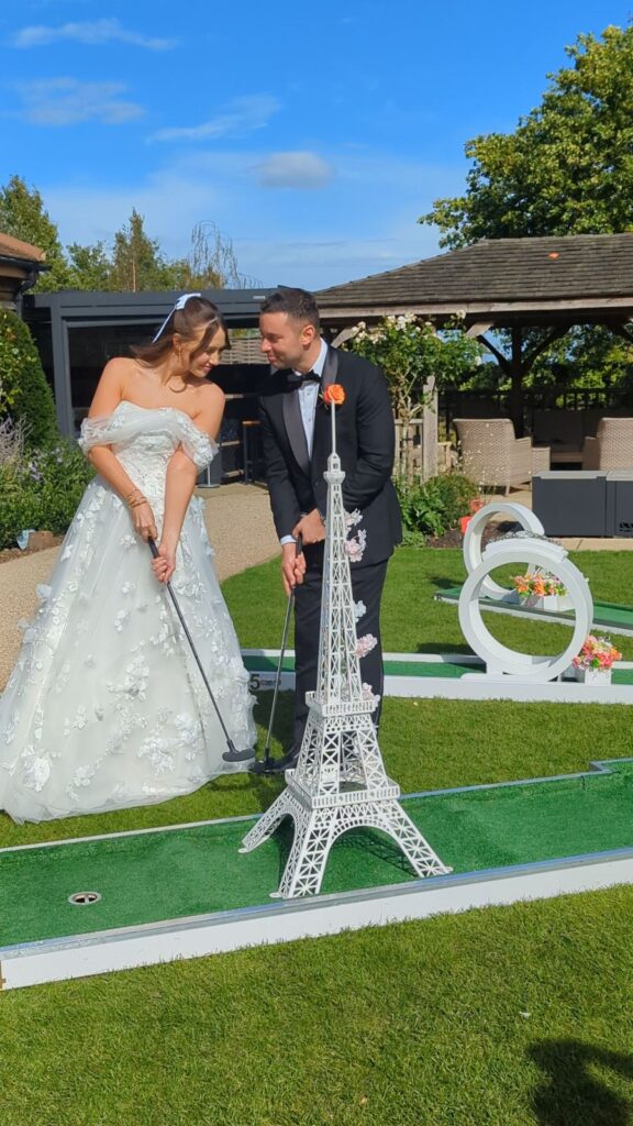 Wedding crazy golf set up at Bassmead Manor Barns