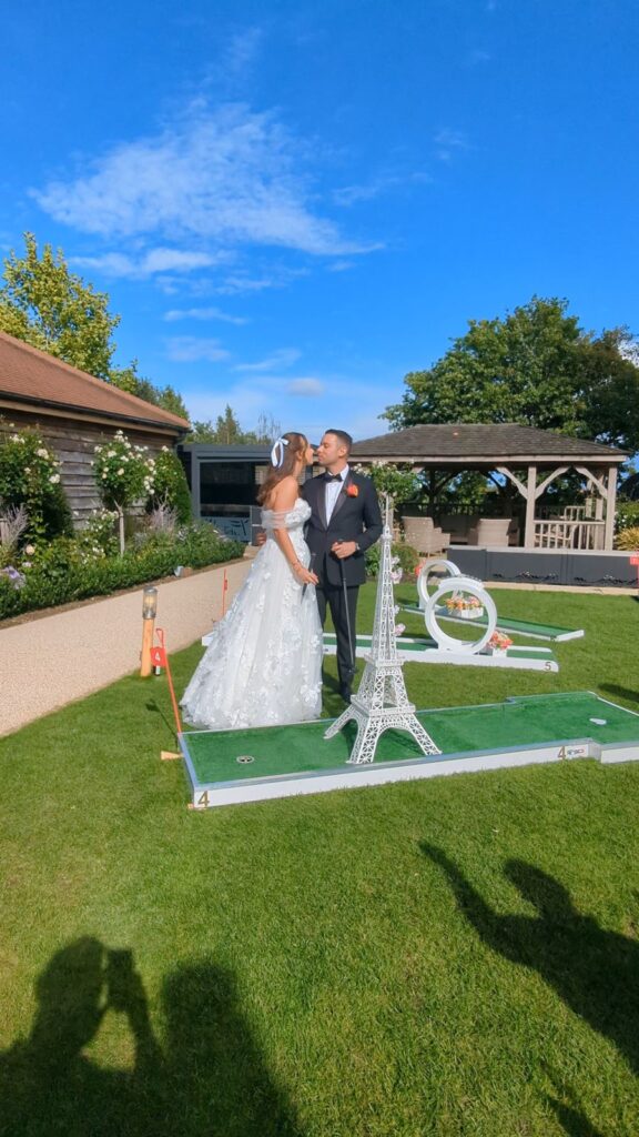 Wedding crazy golf set up at Bassmead Manor Barns