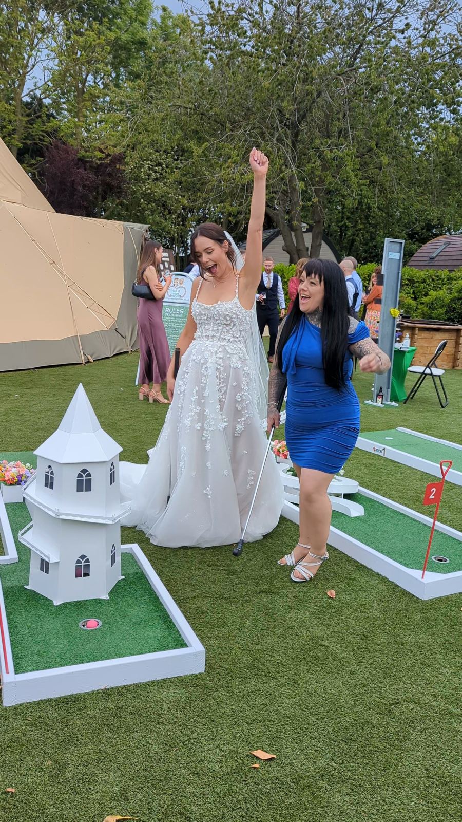 The Crazy Weds wedding crazy golf course set up at Carlton Manor