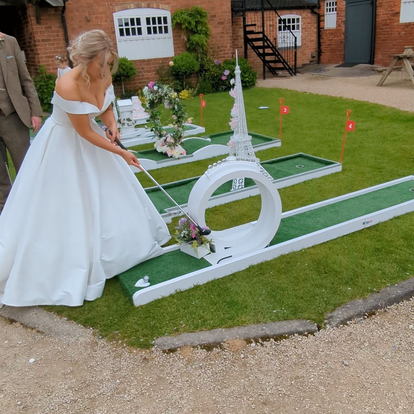Wedding crazy golf set up at Donington Park Farmhouse