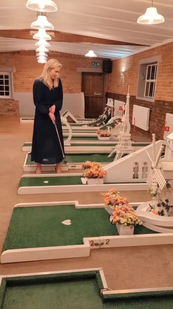 Wedding crazy golf set up at Donington Park Farmhouse