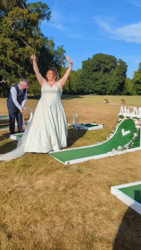 Guests playing wedding crazy golf at Dunston Hall