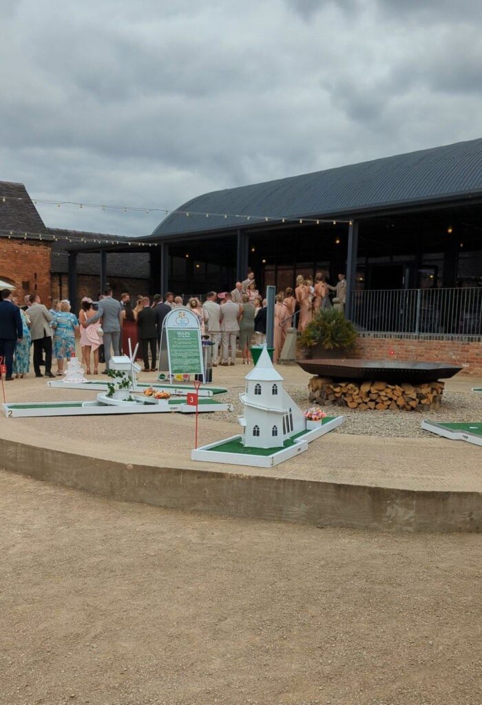 Wedding crazy golf set up at Grangefields