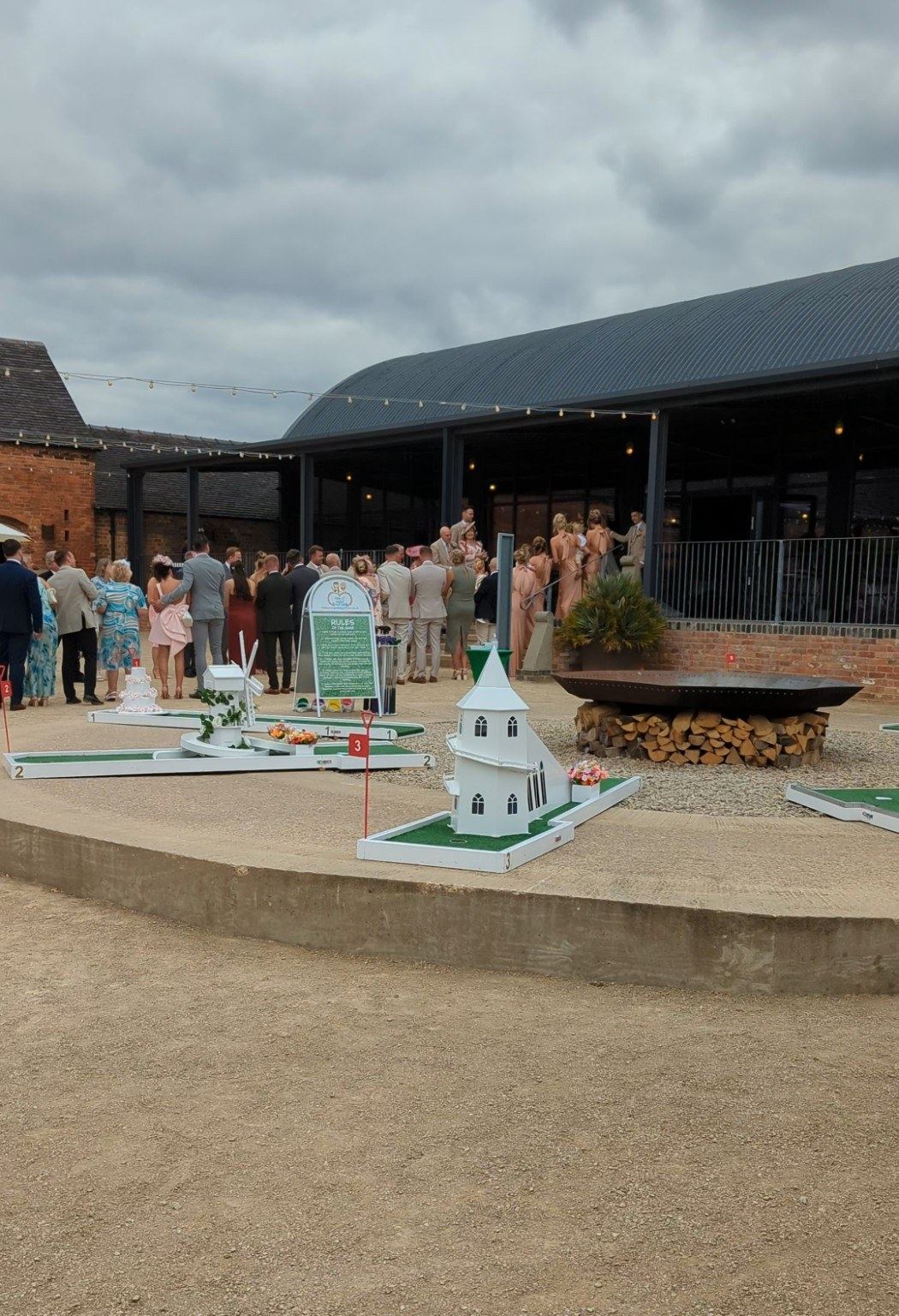 The Crazy Weds wedding crazy golf course set up at Grangefields Barn