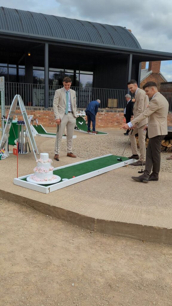 Wedding crazy golf set up at Grangefields