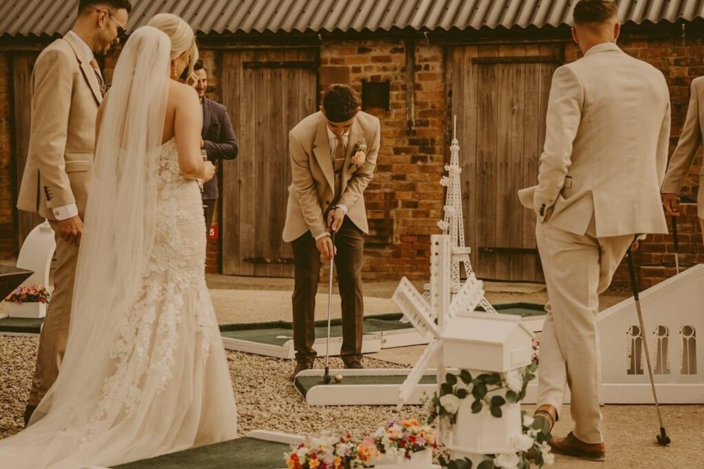 Wedding crazy golf set up at Grangefields