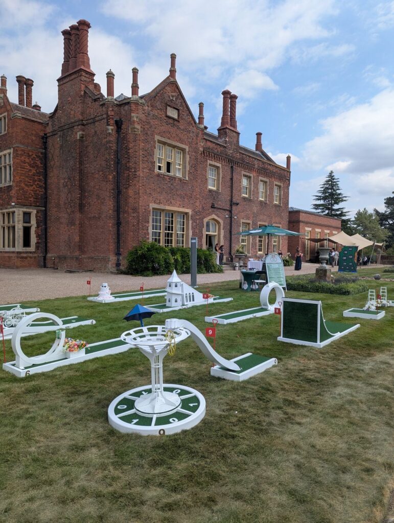 Wedding crazy golf at Hodsock Priory