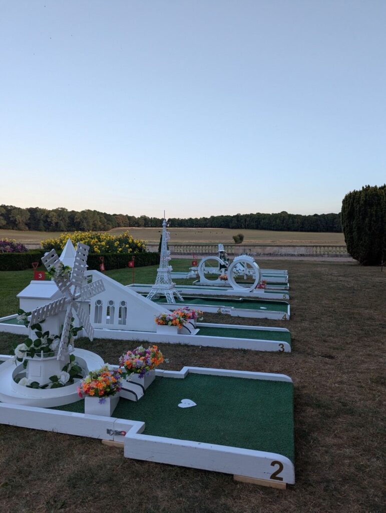 Wedding crazy golf set up at Prestwold Hall
