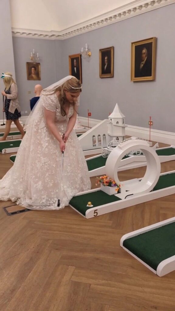 Wedding crazy golf set up at Rushton Hall