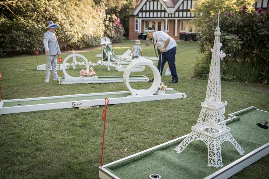 Guests playing wedding crazy golf at The Dower House Hotel