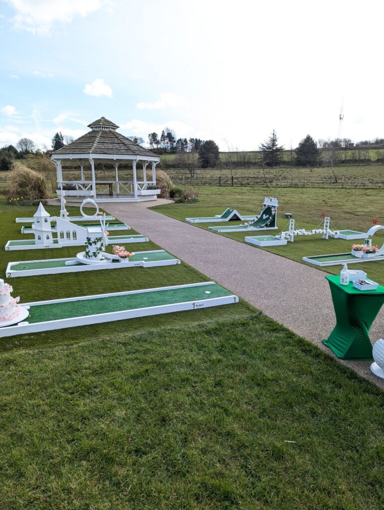 Wedding crazy golf set up at The Peak Edge Hotel