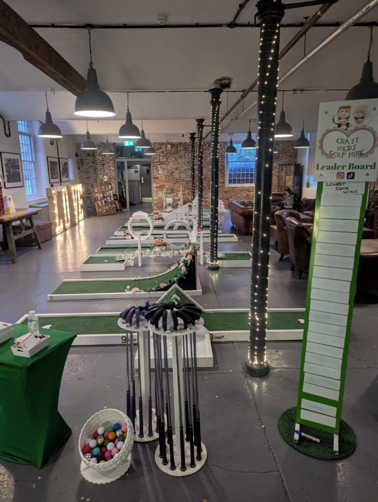 Wedding crazy golf set up at The West Mill