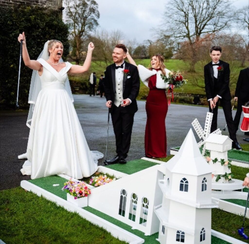 Wedding crazy golf set up at Tissington Hall