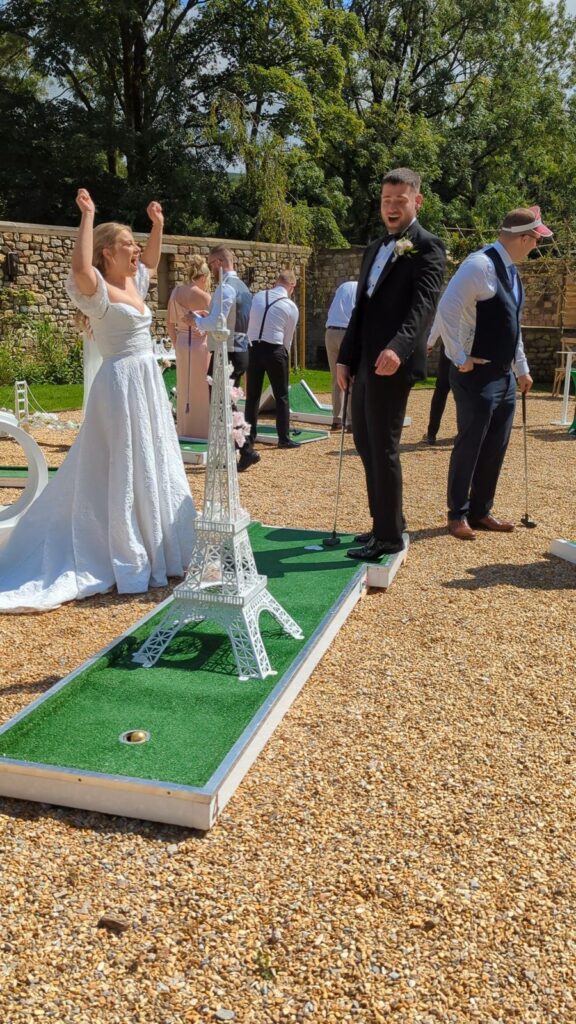 Guests playing wedding crazy golf at Wyresdale Park