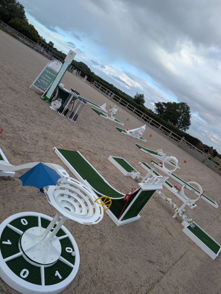 The Crazy Weds wedding crazy golf course set out on the arena at Burlton Manor
