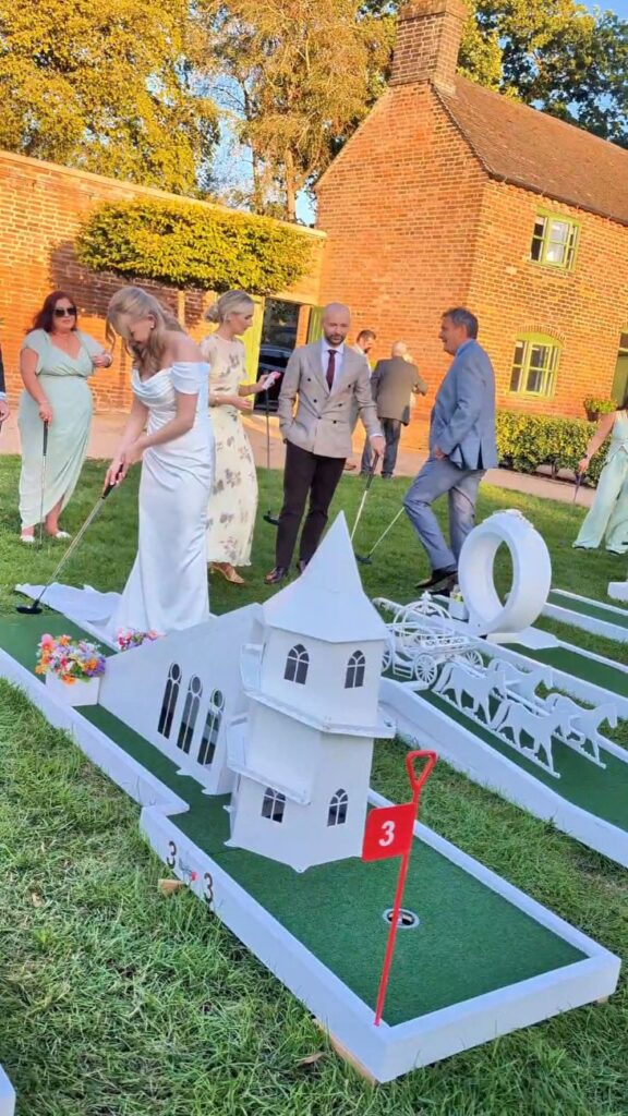 Wedding crazy golf at Thorpe Garden